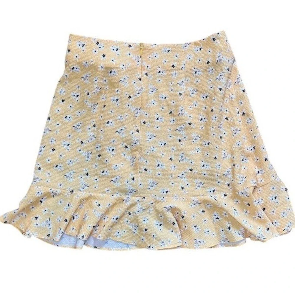 Princess Polly Mini Skirt Womens Size 2 Yellow Ditsy Floral Wrap Tie